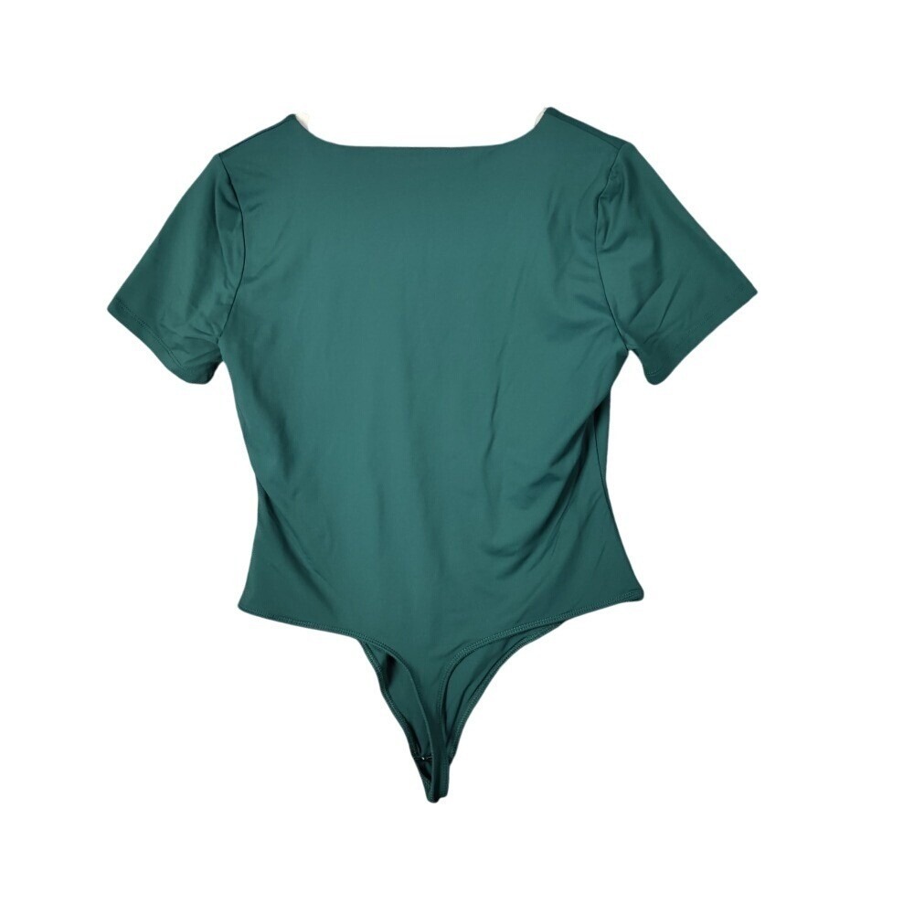 House of Harlow 1960 Women Minimalist Chic Bodysuit XL Green VNeck Short Sleeves - Picture 4 of 7